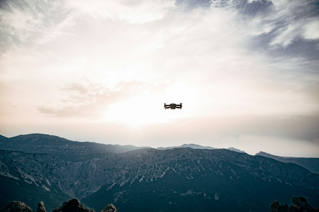 drone over mountains