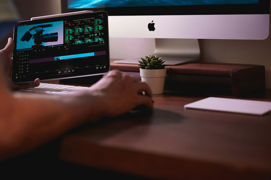 film editor at desk