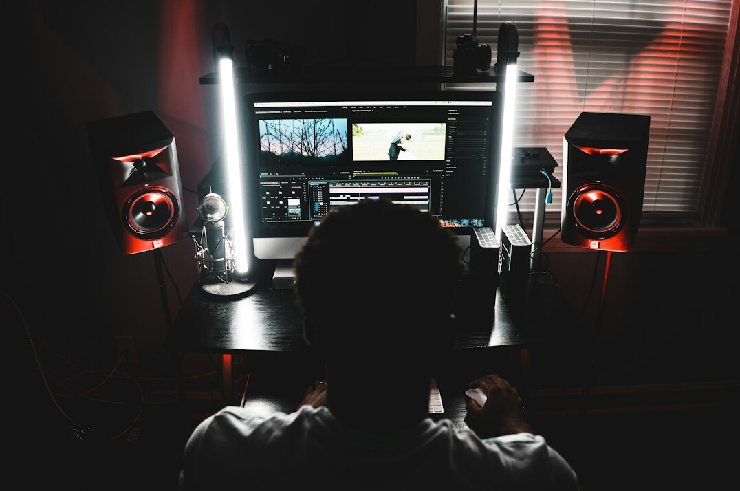 editor working on computer